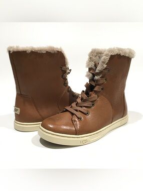 UGG Croft Luxe Quilt High Top Lined Sneakers -Chestnut -US 7 -NEW W/DEFECT